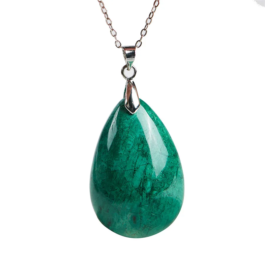 

Genuine Green Chrysocolla Malachite Natural Stone Waterdrop Bead Women Fashion Pendant 35*24*12mm