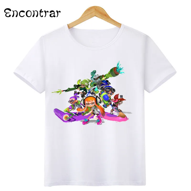 Kids Splatoon Inkling Design T Shirt Boys/Girls Casual Short Sleeve Tops Children's Funny White Anime T-Shirt,ooo3071 - Color: oHKP3071D