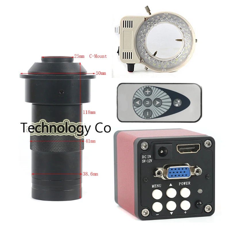 

New 720P 14MP HDMI VGA Digital Industrial Video Microscope Camera Infrared Remote Control + 100X Lens, Solder Repair Tool