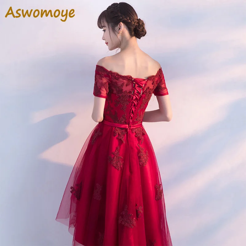 Женское вечернее платье Aswomoye с коротким передом и длинной спинкой 2018|robe de soiree|robe