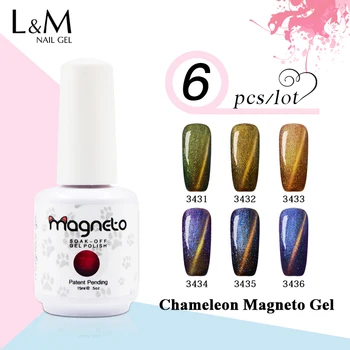 

6pcs Chameleon Gel Nail 3D Magnetic Cat Eye Soak Off UV Gel Polish 12colors for choose
