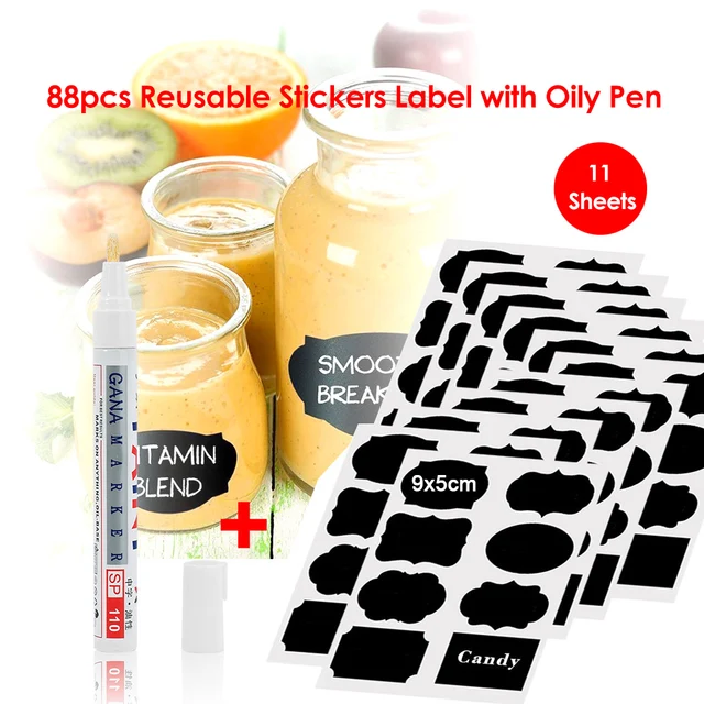 88pcs mini chalk black mason jar bottle labels stickers use on candy