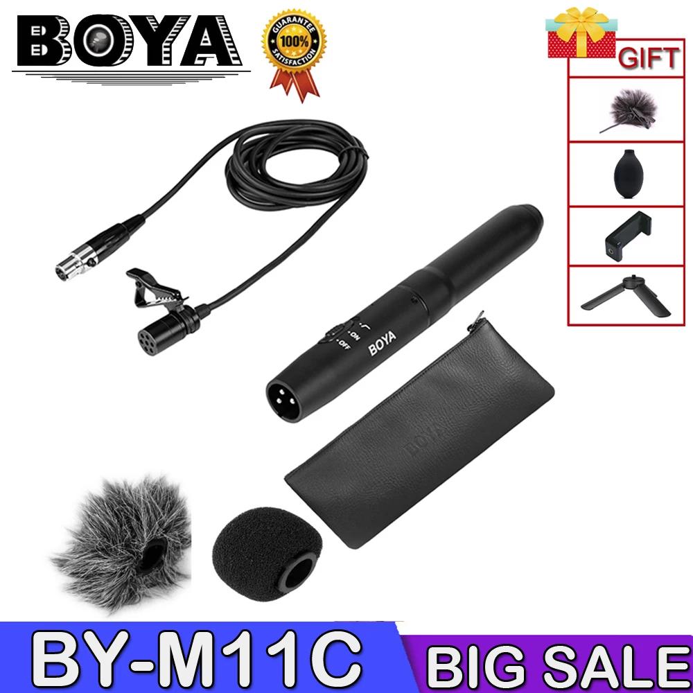 

BOYA BY-M11C microfone Condenser Professional Cardioid Lavalier Lapel Microphone System XLR Connector with Low-cut Filter