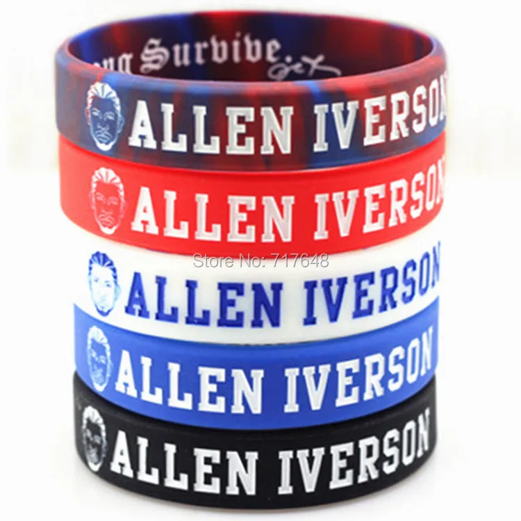 1pc Head Inspirational Allen Iverson wristband silicone bracelets free shipping 1pc Head Inspirational Allen Iverson wristband silicone bracelets free shipping