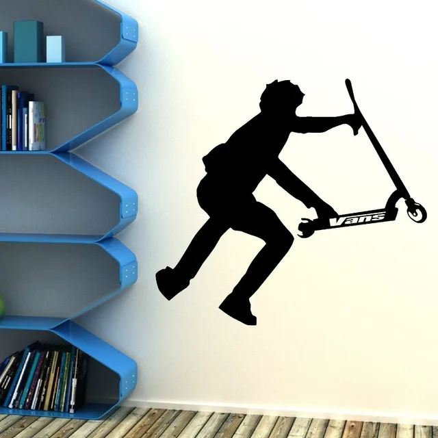 

STUNT SCOOTER Vinyl Wall Sticker Home Decor transfer Wall Decal PVC Wall Decoration DIY Mural Wall Art Wallpaper Poster BOY ROOM