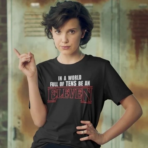 

kuakuayu-JBH STRANGER THINGS Eleven Same Style Short Sleeve T Shirts Tee Tshirts 100% Cotton Full of Tens Be an Eleven