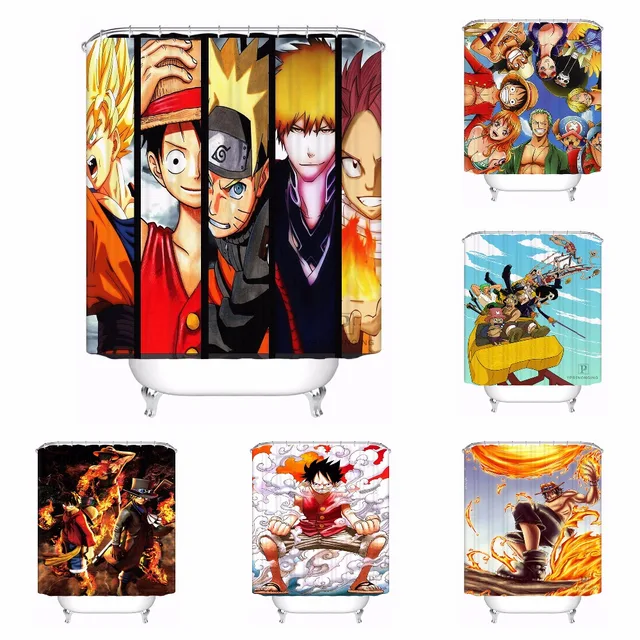 Custom Waterproof Shower Curtain Cool Anime One Piece Printed Custom Waterproof Shower Curtain Cool Anime One Piece Printed Bathroom Decor Various Sizes 180320