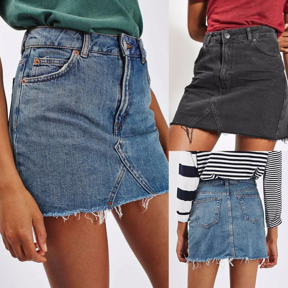 

2018 Newest Hot Women's Fashion Pocket Denim Short Skirt Jeans High Quality