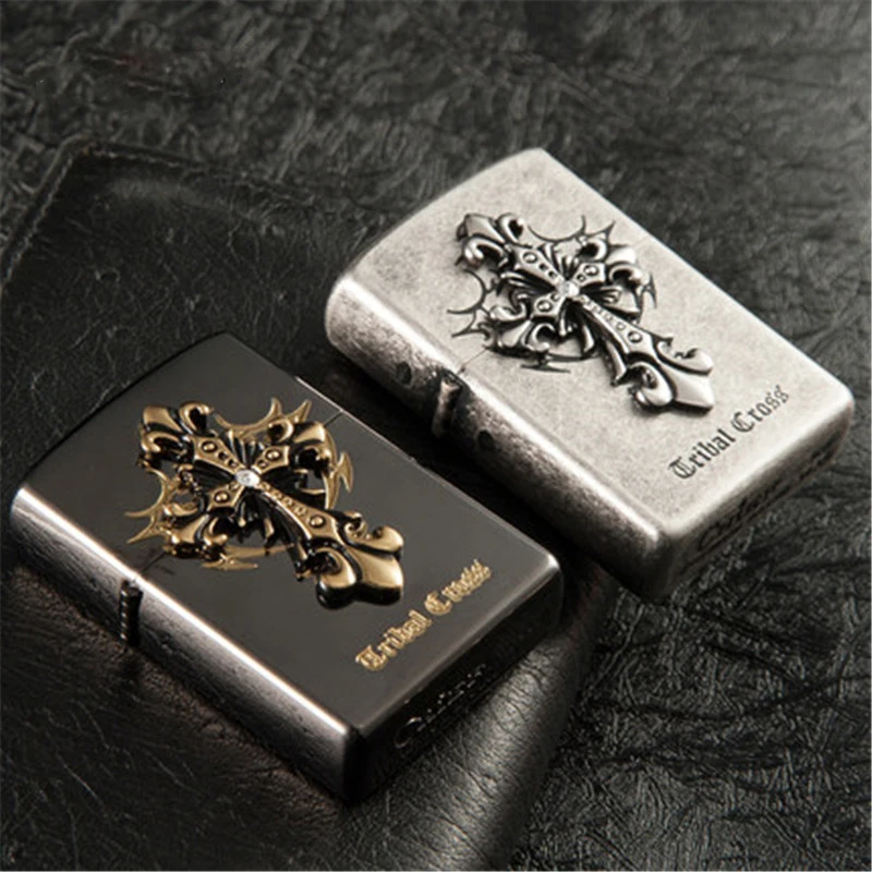 

Custom Version Of The Cross Cigarette Lighter Kerosene Lighter Gasoline Copper Material Metal lighter Smoking Accessories