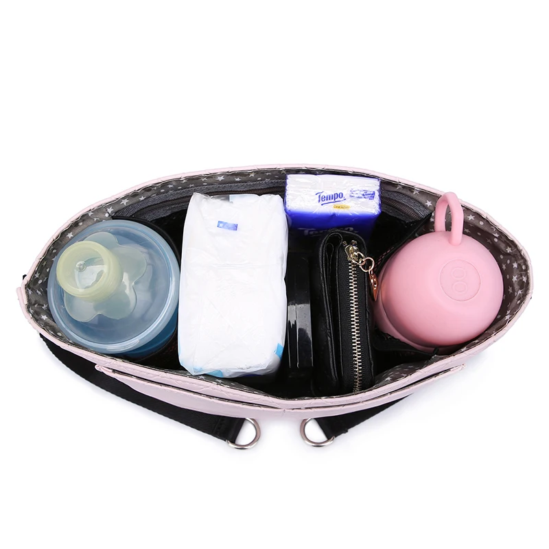 Goede Mode Moeder Wandelwagen Zak Roze Streep Vrouwen Luiertas Draagbare Herbruikbare Natte Zak Reizen Nat Droog Zakken Mini Maat 23*14cm