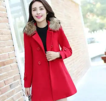 

New autumn winter women's woollen overcoat large size slim coat