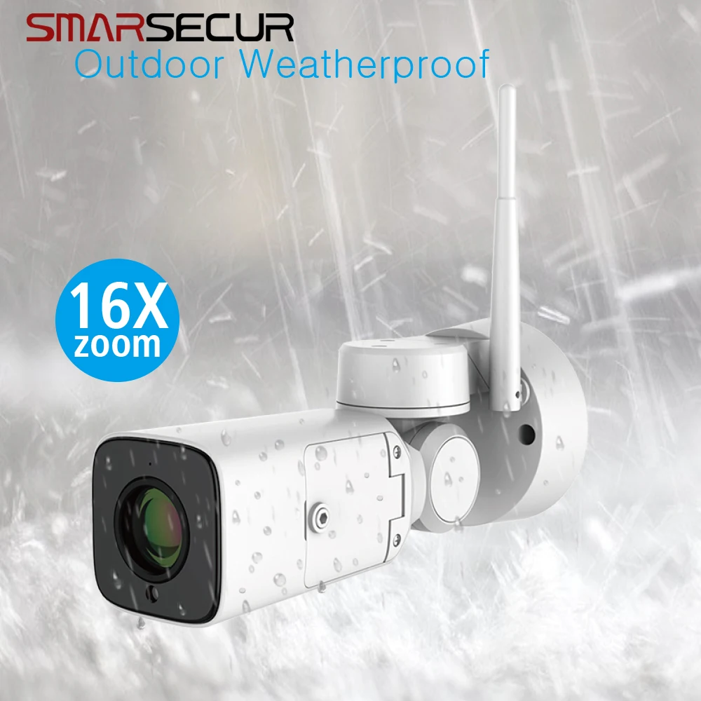 

SMARSECUR Outdoor Waterproof IP Camera 1080P Full HD 16X Zoom Adjustment Lens 2.8mm-12mm