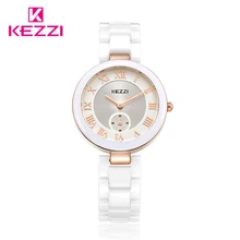 Kezzi Top Brand Design Nouveau Mode Vrai En Céramique Femmes Horloge Casual Élégant Classique Poignet Montre À Quartz Étanche Femelle KW1438