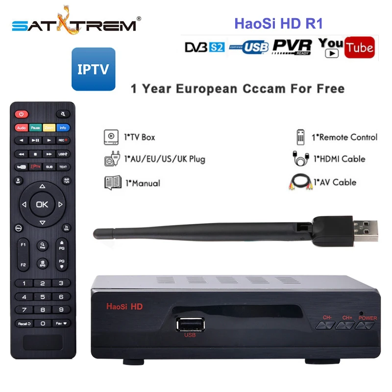 Satxtrem IPS2 R1 DVB-S DVB-S2 цифровой спутниковый ресивер с 8 линиями Cam для 1 года Европа Испания Поддержка IPTV m3u каналы