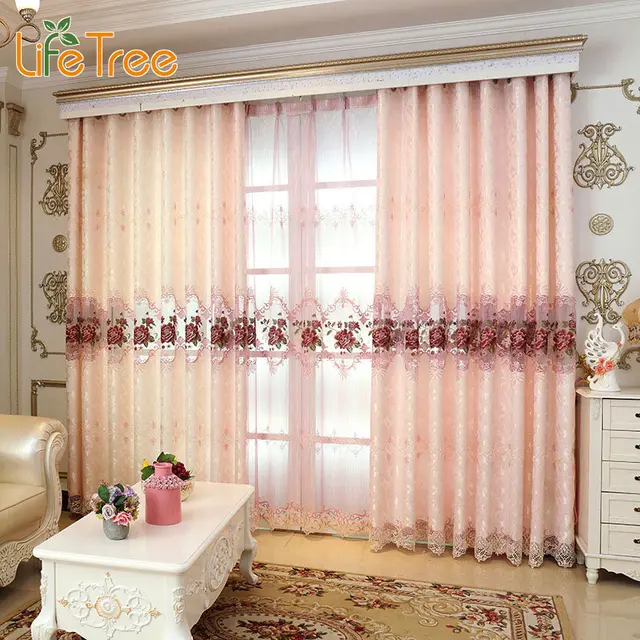 Belle Rose Pivoine Brodé De Luxe Rideaux Pour Chambre Classique ... Belle Rose Pivoine Brodé De Luxe Rideaux Pour Chambre Classique ...