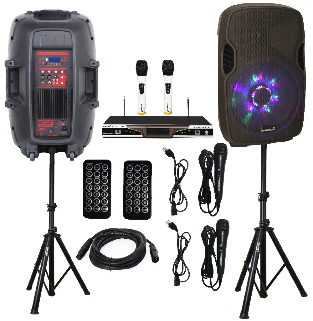 STARAUDIO 2Pcs PA 15" 2500W DJ Stage Party Club Speakers W/ 2 Stands 2