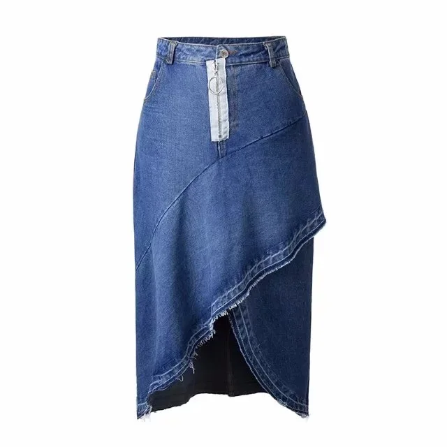 girl Irregular denim skirts women Amazon spring new personality wild