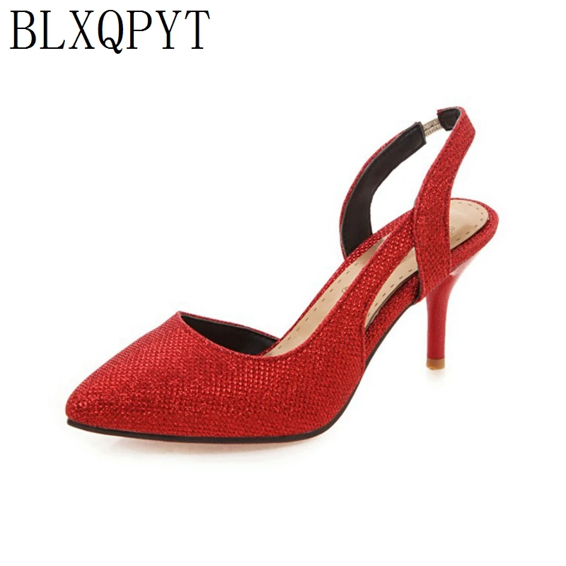 

BLXQPYT New Gladiator Sandals Women Tenis Feminino Big Size 32- 45 pointed toe High Heels wedding party Shoes woman Pumps 489
