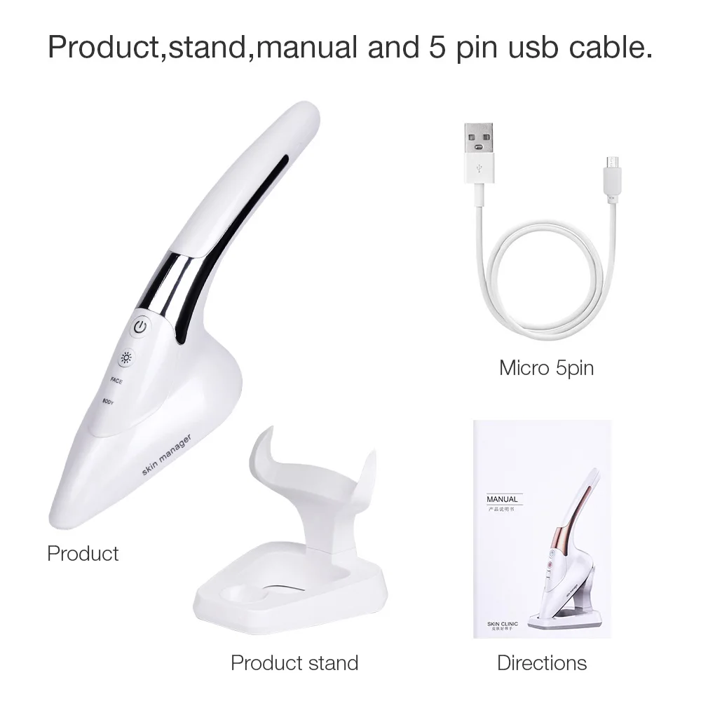 Remoção do Enrugamento do Olho Iebilif Microcurrent Pele Ferro Face Levantamento Aperto Pescoço Massagem Corporal Anti-rugas Spa Máquina Led 12 Dispositivo microcorrente