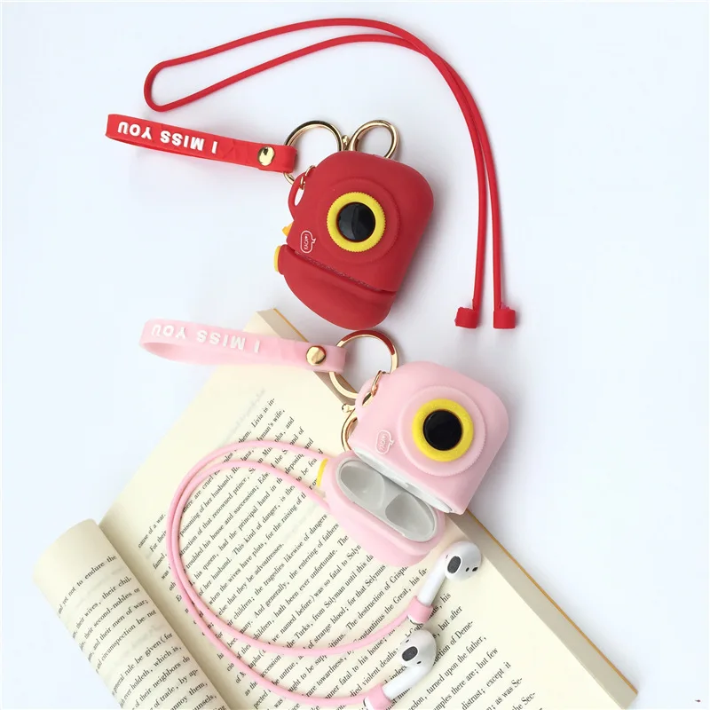 Bluetooth Wireless Shockproof Shell For Earphone Airpod Case Cartoon Silicone Box For Apple Airpods Protective Cover Key Ring (5)
