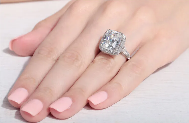 Роскошные величественные ощущения 10ct камень 5А Циркон Cz 14KT белое золото
