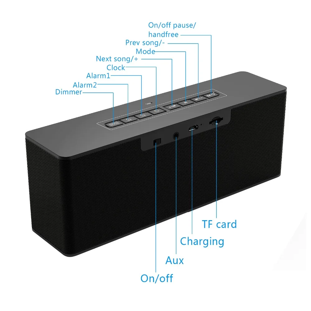 Портативная Bluetooth колонка с водонепроницаемым дисплеем беспроводная