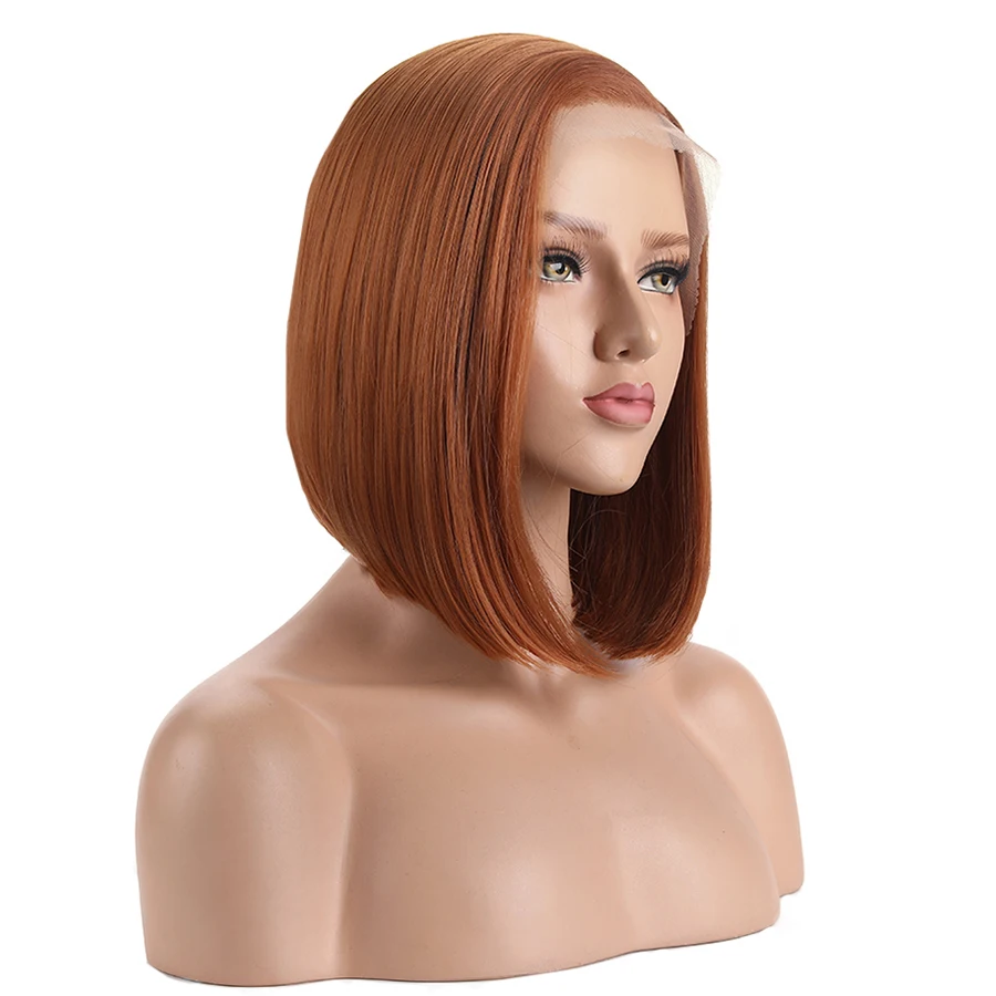 FANXITON химическое Синтетические волосы на кружеве парик Ombre розовый Боб синтетические парики для Для женщин прямой короткий парик 5 цветов 130%
