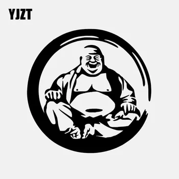 

YJZT 15.6CM*15.6CM Maitreya Buddha Buddhism Vinyl Decal Car Sticker Black/Silver C3-1496