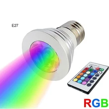 Цветная(RGB) 3-5 Вт потолочный светильник светодиодный лампы с контроллером E27 база затемнения лампа лампочки ampolletas для 110 V 220 V номер Декор R