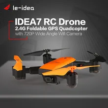 Le-idea IDEA7 2.4G RC Drone with Camera 720P Wide Angle Wifi Foldable Quadcopter GPS Altitude Hold Headless Helicopter One Key R