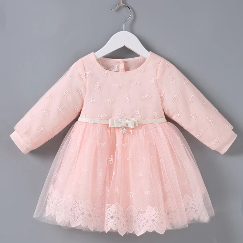 

Baby Dresses Floral Baptism Ball Gown For Newborn Infant Baby Girls Clothes 1 Year Birthday Girl Dress Long Sleeve Pink A014