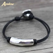 Anslow Neue Ankunft Artikel Billig Großhandel Männer Vintage Charme Zink-legierung Perlen Leder Armband Für Frauen Männer Kinder Geschenk LOW0374LB
