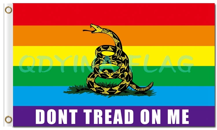 Цифровой принт 3x5ft Gay Pride Gadsden Радужный Флаг с двумя металлическими Люверсами