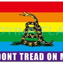 Цифровой принт 3x5ft Gay Pride Gadsden Радужный Флаг с двумя металлическими Люверсами