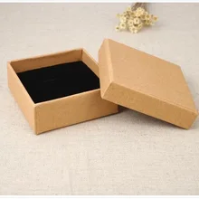 8*8*3 см заказной логотип напечатанный крафт-бумага Ювелирные изделия Подарочная коробка наборы дисплей ожерелье серьги кольцо коробка упаковка подарочная коробка с губкой