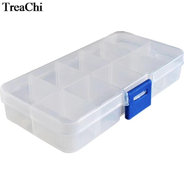 10 Slots Adjustable Jewelry Storage Case Transparent Drug Pill Ring Earrng Beads Coin Organizer Box Plastic Travel Container