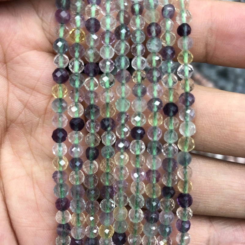 

Natural Rainbow Fluorite Faceted Beads,Facted Stone Beads 4mm 6mm 8mm 10mm 12mm Gem Stone Jewelry beads,1of 15"strand