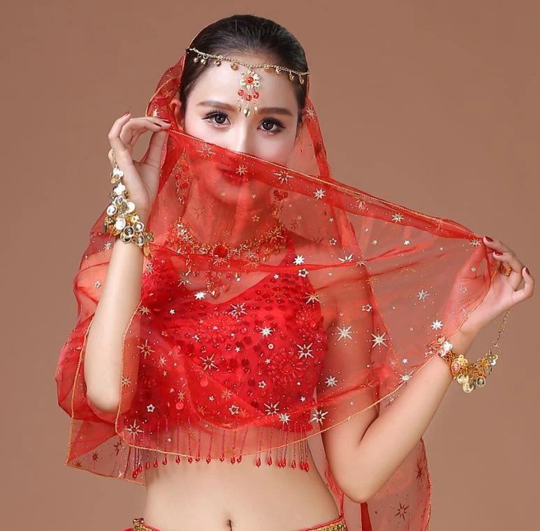 

Women Belly Dance Carf Bright Spot Veil Girls Belly Dance Head Carf Dance Accessories