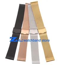 8 10 12 14 16mm 18mm 20mm 22mm 24mm Noir Argent or Rose Or ultra-mince En Acier Inoxydable milan Maille Bracelet Bracelets Montre bande