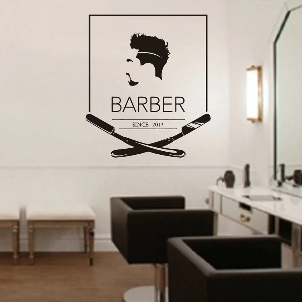 

Barbershop wall sticker sign Art Mural Vinyl window Stickers Barber's Logo Hair Salon home rooms decor PVC wall decals G138