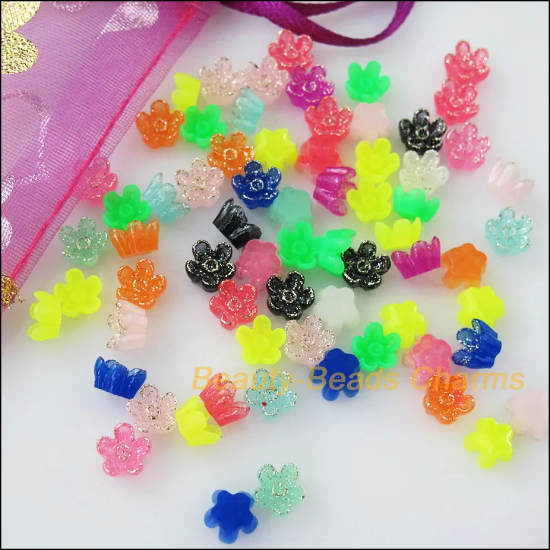 

New 80Pcs Mixed Resin Flowers Cameos fit Cabochons Settings Flatback Charms 6mm