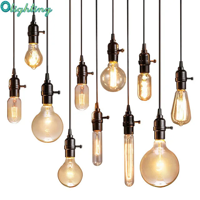 LOFT промышленного ретро висит свет черный разъем EDISON ЛАМПЫ держатель Мини