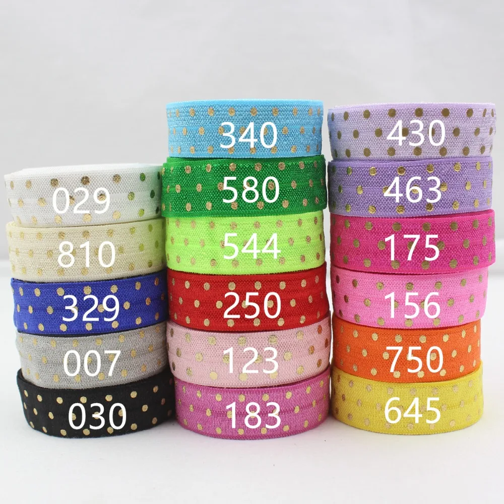 1684 31 , 16MM Hot gold Dots Fold Over Elastic FOE , DIY handmade
