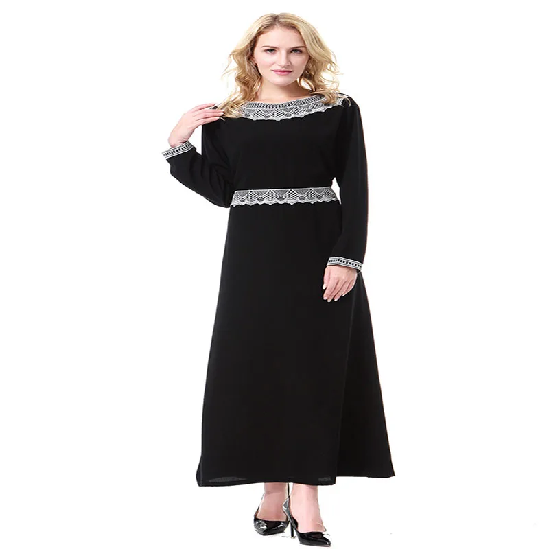 Elegant Muslim Long Sleeves Dress Jubah Ramadan Arabic Abaya Dubai Turkish Thobe...