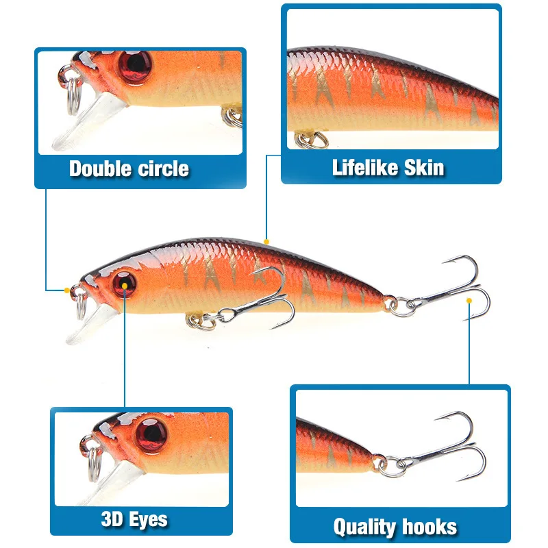 المشي الصيد 1 Pcs 7 cm 7.3g بوبر الصيد السحر 3D عيون الطعم Crankbait Wobblers إيسكا الاصطناعي الرقصة Pesca اليابان الصيد معالجة