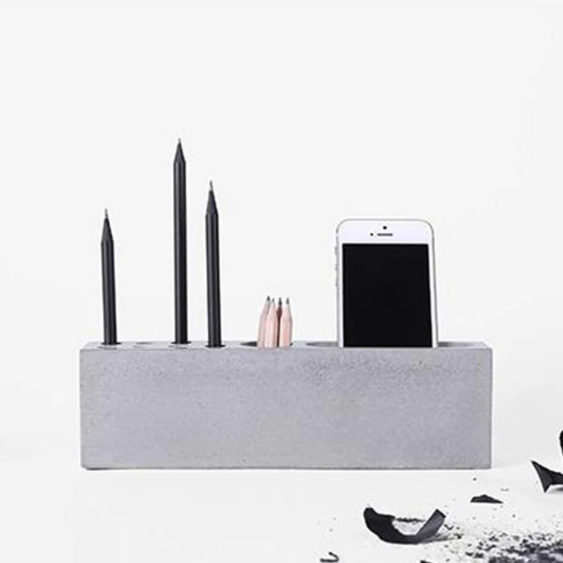 

Concrete, cement rectangular pencil container, creative fashion, simple multifunctional office table pen holder silicone mold