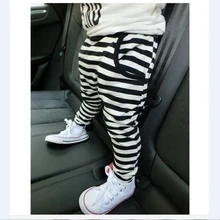 Лидер продаж, хлопковые детские штаны для маленьких девочек, брюки штаны для мальчиков в полоску, размер 90~ 130