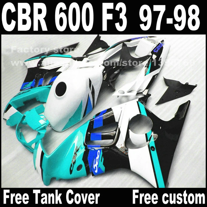 

High quality Motorcycle parts for HONDA CBR 600 F3 fairings 1997 1998 CBR600 F3 97 98 blue white fairing kit + Tank cover WZ1