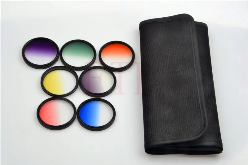 

7in1 52mm Rotating Gradual grey green orange yellow red blue purple Grad color Lens Filter Kit for sony Canon nikon pentax lens