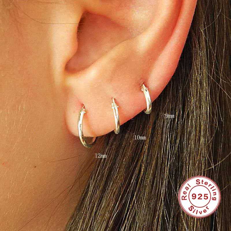 CANNER Simple Mini Hoop Earrings 925 Sterling Silver Fashion Temperament Circle Round Earring for Women THN